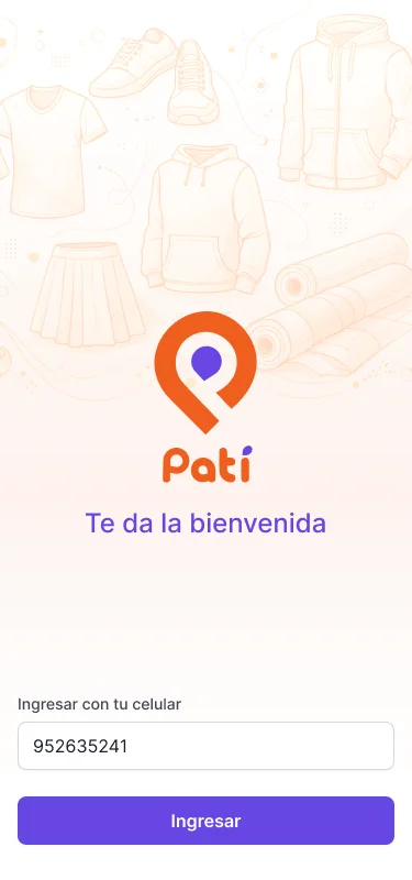 Captura: flujo de solicitud y ofertas por WhatsApp en la app PATI
